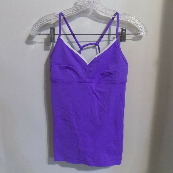 lululemon athletica Tops - LULULEMON Purple Spaghetti Strap Workout Top w/ White Trim, 6